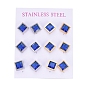 Cubic Zirconia Stud Earrings, with 304 Stainless Steel Findings, Square/Rhombus