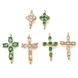 Шармы-соединители из латуни с паве из кубического циркония, без кадмия и без свинца, перекрестные ссылки, реальный 16 k позолоченный