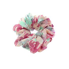 300Pcs Flower Printed Polyester Hair Ties for Girls Women