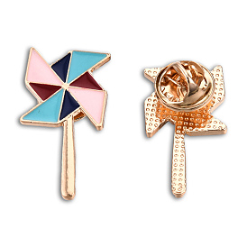 Windmill Shape Enamel Pin, Light Gold Plated Alloy Cartoon Badge for Backpack Clothes, Nickel Free & Lead Free