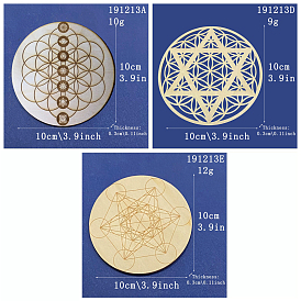 Wood Cup Mats, Heat Resistant Mat for Kitchen, Dinning Room, Flat Round with Star of David/Geometric/Chakra Theme Pattern