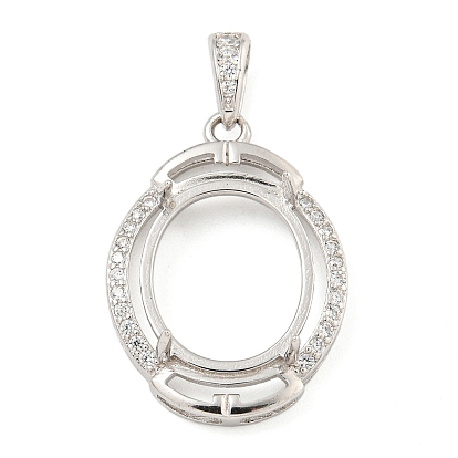 Настройки Серебряный кулон кабошон 925 стерлингов, Настройки зубца, с кубического циркония, настройки гвоздя горного хрусталя, Настройки зубца, овальные