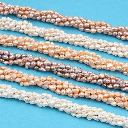 Нити из натурального культивированного пресноводного жемчуга, двух сторон полированной