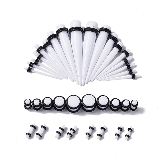36Pcs 18 Style Ear Plugs Gauges Stretching Kit, Including Acrylic Tapers & Plugs & Tunnels, Cone Shape Earrings Piercing Jewelry for Men Women
