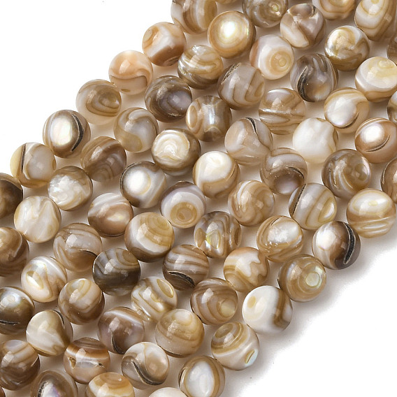 Natural Freshwater Shell Beads Strands, Round, Smooth