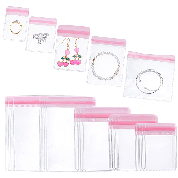 60шт. 5 виды прозрачных ПВХ пластиковых пакетов с застежкой-молнией, многоразовые упаковочные пакеты, пакеты с самоуплотнением, Прямоугольник и квадрат