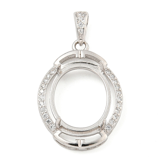 Настройки Серебряный кулон кабошон 925 стерлингов, Настройки зубца, с кубического циркония, настройки гвоздя горного хрусталя, Настройки зубца, овальные