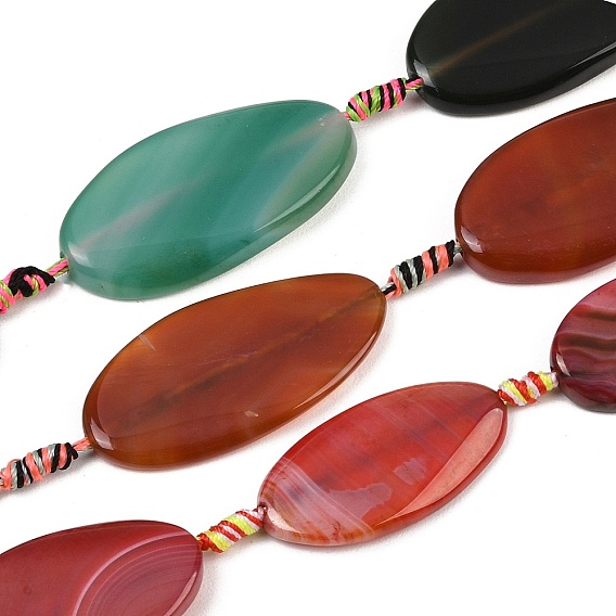 Натуральные полосатые агатовые бусы, окрашенная и подогревом, Twist овальные