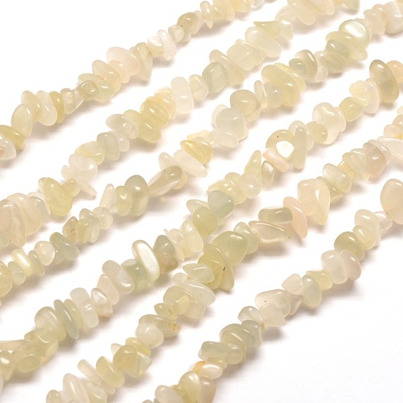 Blancos chips piedra lunar hebras de perlas naturales, 5~8x5~8 mm, agujero: 1 mm, alrededor de 31.5 pulgada