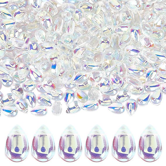 400 прозрачные стеклянные бусины, сверху просверленные бусы, слеза