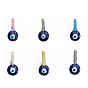 Flat Round with Evil Eye Resin Pendant Decorations, Cotton Cord Braided Hanging Ornament