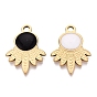 303 Stainless Steel Enamel Pendants, Flower Charms, Ion Plating(IP), Real 18K Gold Plated