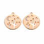 Brass Micro Pave Clear Cubic Zirconia Pendants, Nickel Free, Flat Round