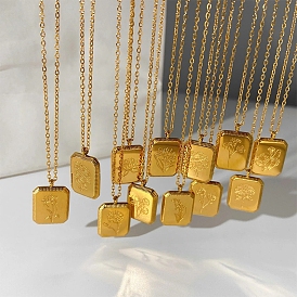 Золотые ожерелья с подвесками из нержавеющей стали, день рождения в цветочном стиле
