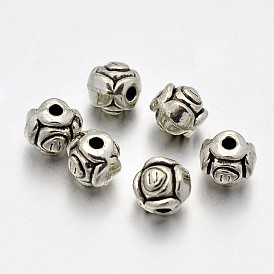 Tibetan Style Alloy Flower Rose Spacer Beads, Lead Free & Cadmium Free & Nickel Free, 5x5mm, Hole: 1mm