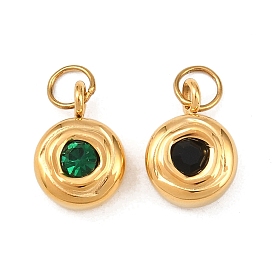 304 подвески из нержавеющей стали, плоско-круглые, со стразами, ионное покрытие (ip), с целью перехода в кольце, реальный 18 k позолоченный