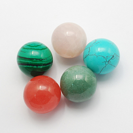 Natural & Synthetic Gemstone Beads, Gemstone Sphere, Mixed Style, No Hole/Undrilled, Round, Mixed Stone