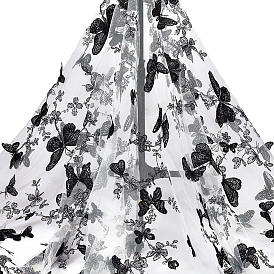 Butterfly Pattern Embroidered Polyester Mesh Fabrics, Clothing Accessories