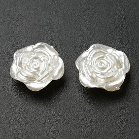 Cabochons résine opaque imitation perles, fleur rose