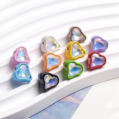 Alloy Cubic Zirconia Beads, Heart