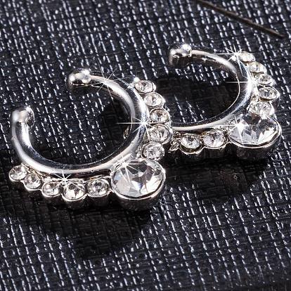 Индивидуальные латунные кольца с кубическим цирконием на зажимах для носовой перегородки, нос пирсинг украшения, круговая/подковообразная штанга