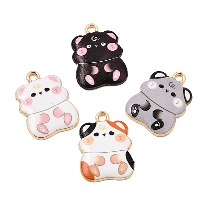 Printed Alloy Pendants, Cat Shape Charms, Golden