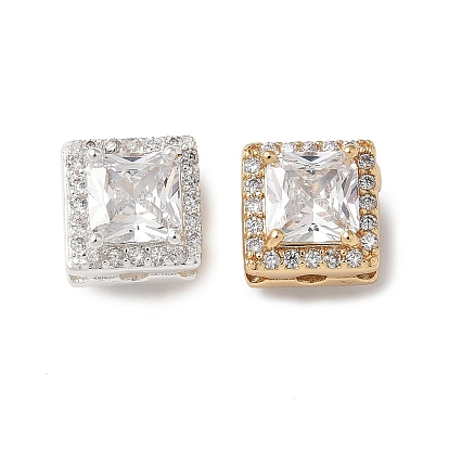 Латунные микропаве из прозрачного кубического циркония, без кадмия, без никеля и без свинца, квадратный