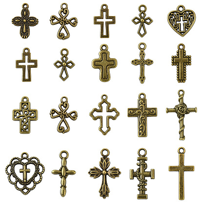 100 шт 20 стили подвески из сплава в тибетском стиле, подвески крестовой серии