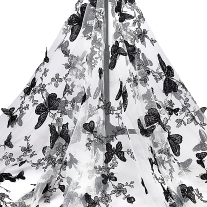 Butterfly Pattern Embroidered Polyester Mesh Fabrics, Clothing Accessories