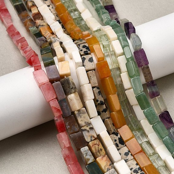 Натуральные и синтетические, смешанные драгоценный камень бисер пряди, прямоугольные, смешанные окрашенные и неокрашенные