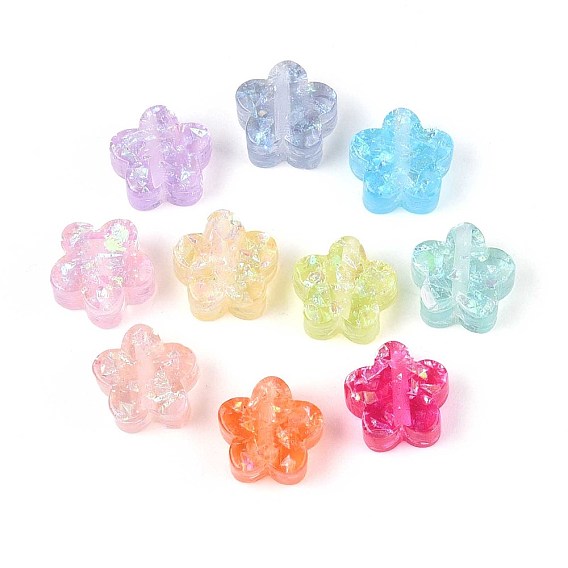 Прозрачный бисер cmолой, цветок, с блеском порошок