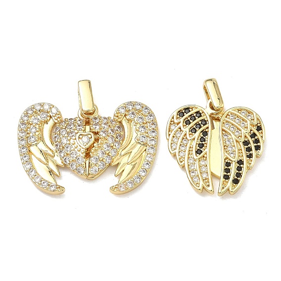 Латунные микро проложить кубического циркония подвески, крылатые прелести, без свинца и без кадмия, стойки покрытие, долговечный