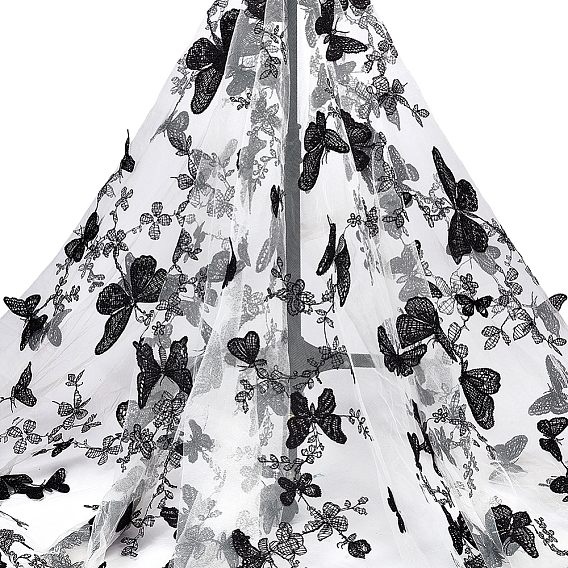 Butterfly Pattern Embroidered Polyester Mesh Fabrics, Clothing Accessories
