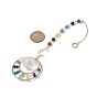 7 Décorations pendentif en perles de pierres mélangées naturelles et synthétiques chakra, décorations suspendues en forme de larme de verre et d'anneau en laiton
