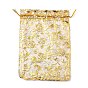 Gold Stamping Organza Bags, Drawstring Gift Bags, Rectangle with Rose
