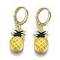 Huggy Creolen aus Messingemaille, Nickel frei, Ananas, echt 16 k vergoldet