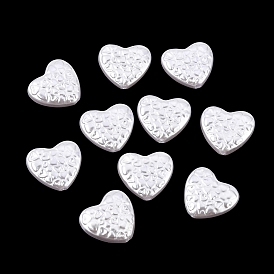 Cuentas de perlas de imitación de plástico abs, corazón estampado