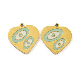 316 Surgical Stainless Steel Enamel Charms, Heart with Oval Charm, Golden