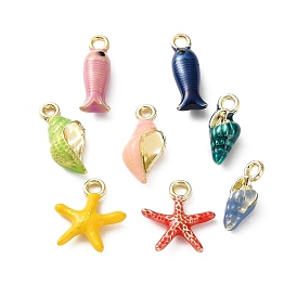 Colgantes de la aleación del esmalte, colores mezclados, la luz de oro