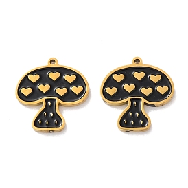 Ионное покрытие (ip) 304 брелоки из нержавеющей стали с эмалью, реальный 18 k позолоченный, гриб с сердцем