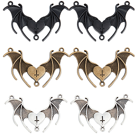 30шт 3 цвета сплав люстра компоненты ссылки, 3 контур, крыло с сердцем, летучая мышь
