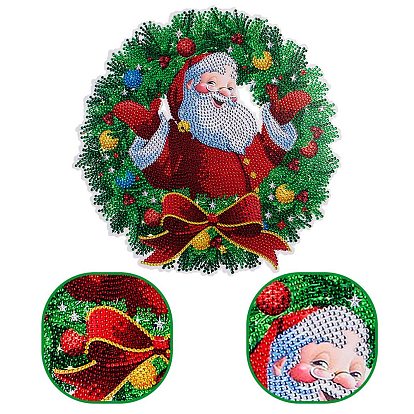 Christmas Wreath DIY Diamond Painting Kits, Including Plastic Boards, Resin Rhinestones, Diamond Sticky Pens, Tray Plates and Glue Clay