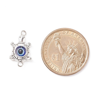 Tibetan Style Alloy Connerctor Charms, with Royal Blue Evil Eye Resin Beads, Owl & Butterfly & Eye & Tortoise
