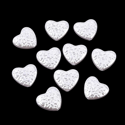 Cuentas de perlas de imitación de plástico abs, corazón estampado