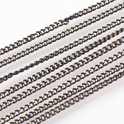 Electroplate Brass Twisted Chains, Diamond Cut Chains, Soldered, Faceted, 2x1x0.4mm