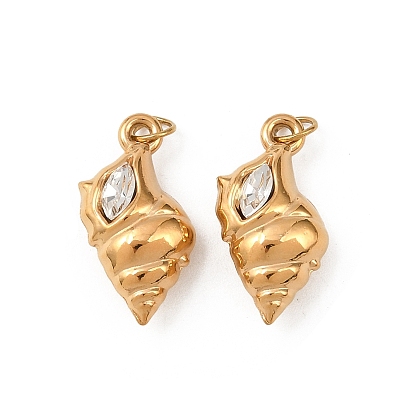 304 нержавеющая сталь с подвесками из прозрачного кубического циркония, подвески в форме раковины, ионное покрытие (ip), с целью перехода в кольце