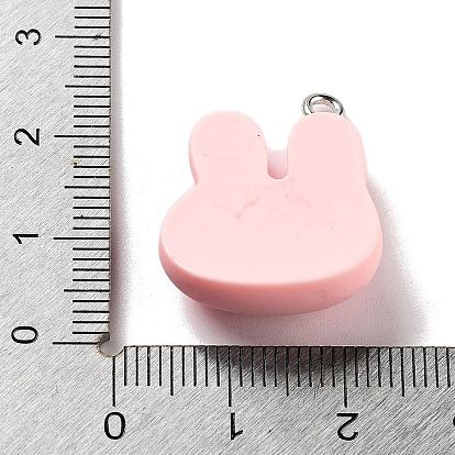Rabbit/Frog/Bear/Chick Opaque Resin Pendants, Animal Charms with Platinum Plated Iron Loops