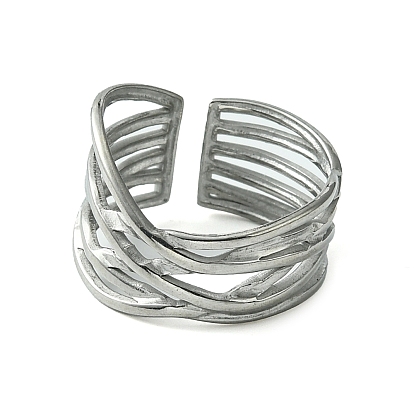 Criss Cross 304 Stainless Steel Open Cuff Ring