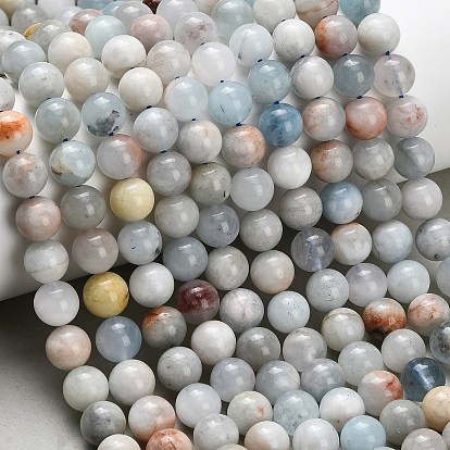 Природные Аквамарин бисер нитей, круглые, сгладить