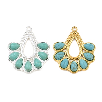Богемный стиль 304 подвески из нержавеющей стали с окрашенной синтетической бирюзой, слезинки